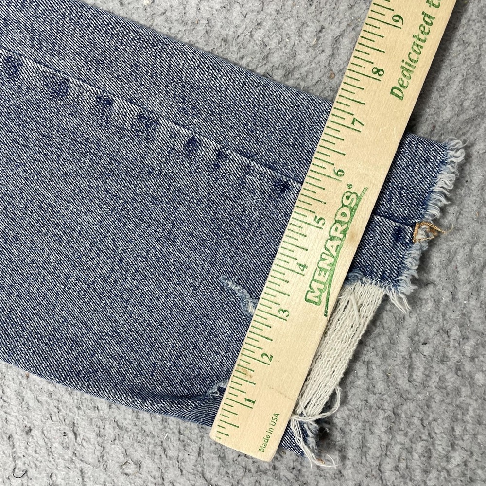 Good American Jeans Womens 4/27 Blue Wash High Rise Straight Fringe 27x27 Denim - Picture 5 of 13
